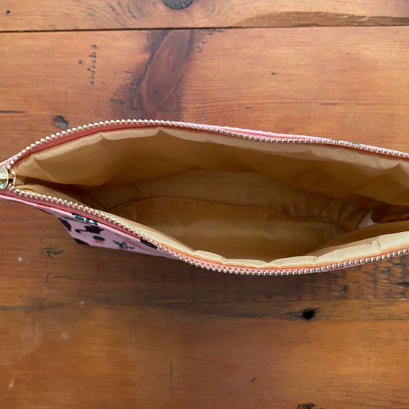 IMOSHION COSMETIC MAKEUP BAG NWT PINK WITH YOGA POSES, CACTUS & CATS - NWOT - Picture 5 of 5